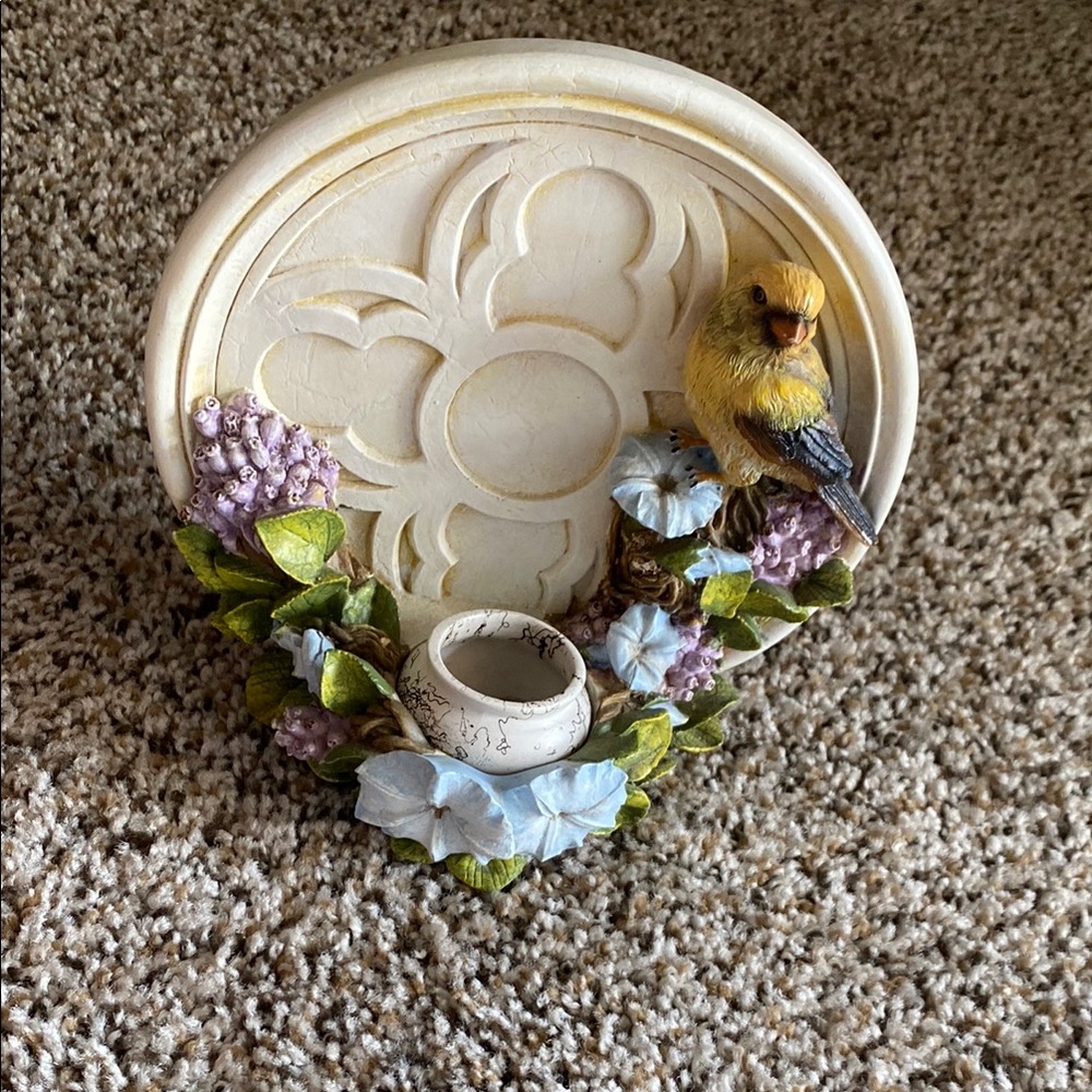 Vintage Home Interior Wall Sconces Round Ceramic With Bird And Flowers